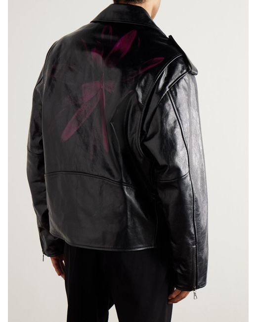 Dries Van Noten Black Leather Jacket for men