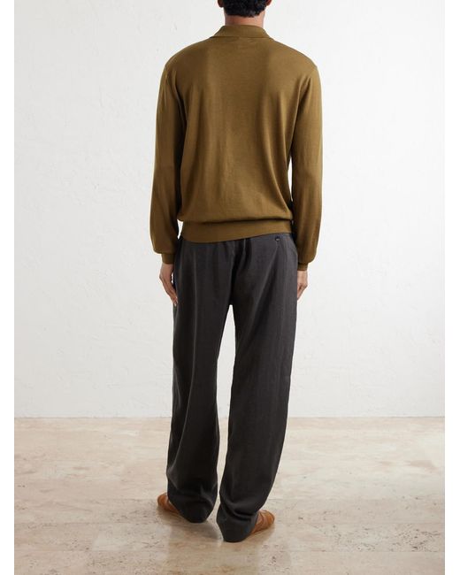 Dries Van Noten Green Muano Merino Wool Polo Shirt for men