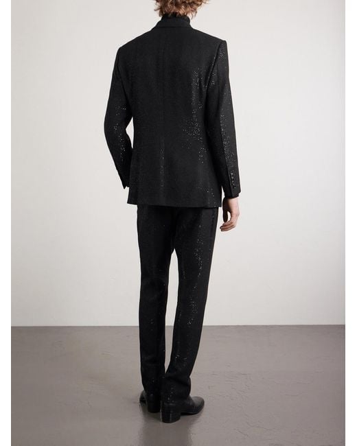 Tom Ford Black Double-breasted Sequined Wool-blend Suit Jacket for men