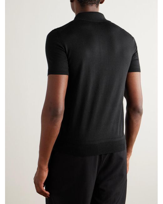 Tom Ford Black Cashmere And Silk-Blend Polo Shirt for men