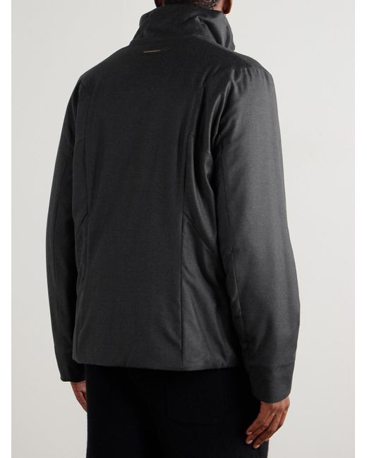 Sease Black Padded Virgin Wool And Silk-Blend Flannel Jacket for men