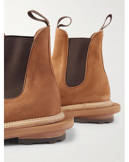 J.M. Weston Brown Sacai Nubuck Chelsea Boots for men