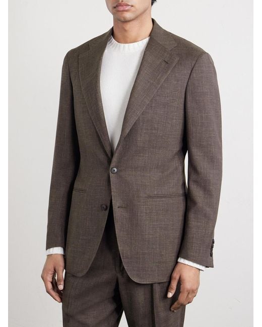 Saman Amel Brown Slim-fit Wool for men