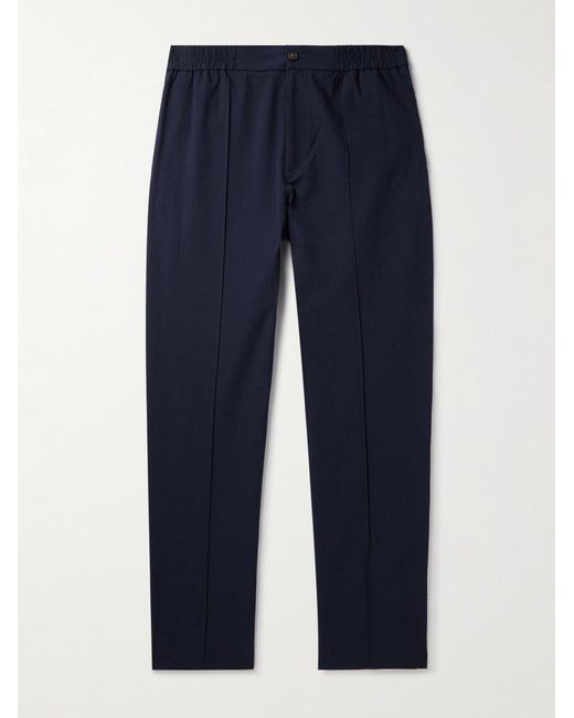 A.P.C. Blue Joaquin Straight-Leg Cotton-Seersucker Trousers for men