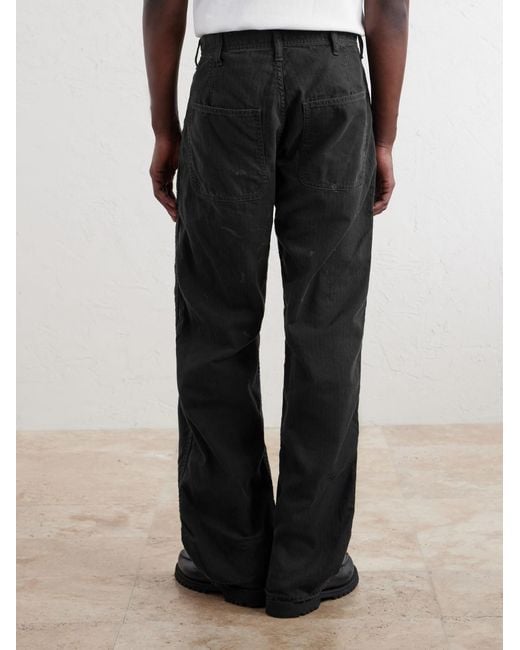 Fullcount Black Usn Seamen's Straight-Leg Herringbone Trousers for men