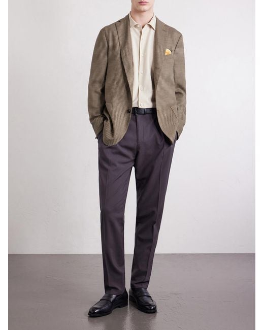 Boglioli Brown Houndstooth Virgin Wool-Blend Blazer for men