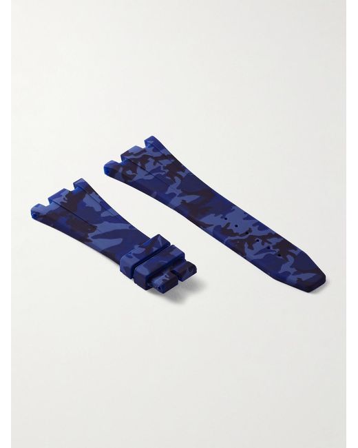 HORUS WATCH STRAPS Blue Deployant 42Mm Camouflage-Print Rubber Watch Strap for men