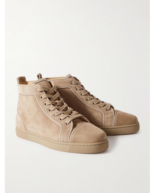 Christian Louboutin Natural Louis Orlato Grosgrain-trimmed Suede High-top Sneakers for men