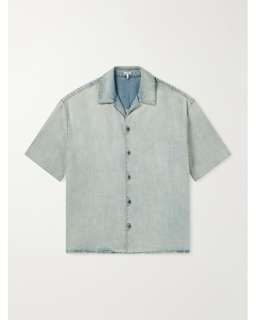 Loewe Blue Camp-Collar Denim Shirt for men