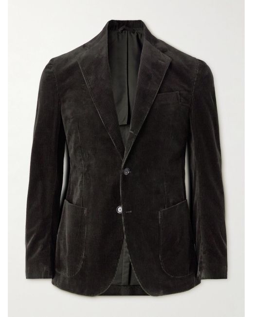 De Petrillo Black Slim-fit Cotton Corduroy Suit Jacket for men
