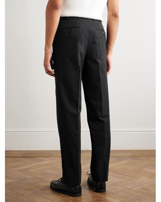 Saman Amel Black Straight-Leg Cotton-Blend Trousers for men