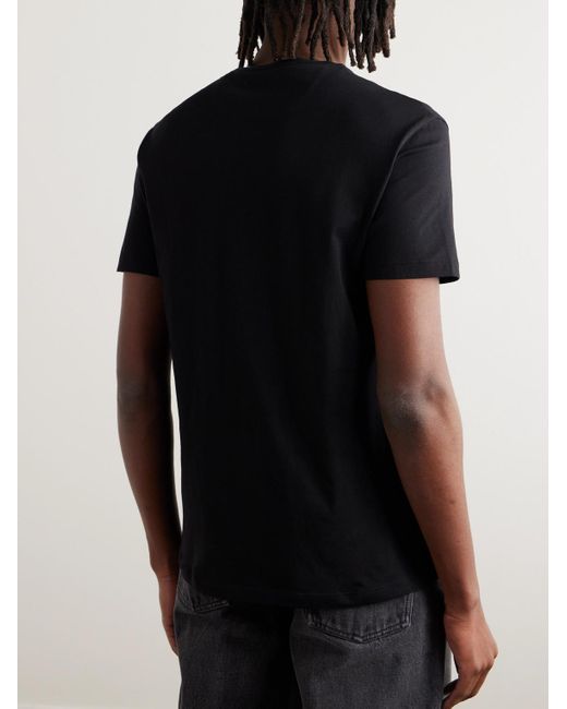 Valentino Garavani Black Logo-embroidered Cotton-jersey T-shirt for men