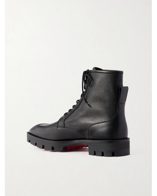 Christian Louboutin Black Caracolo Lion Smooth And Full-grain Leather Lace-up Boots for men