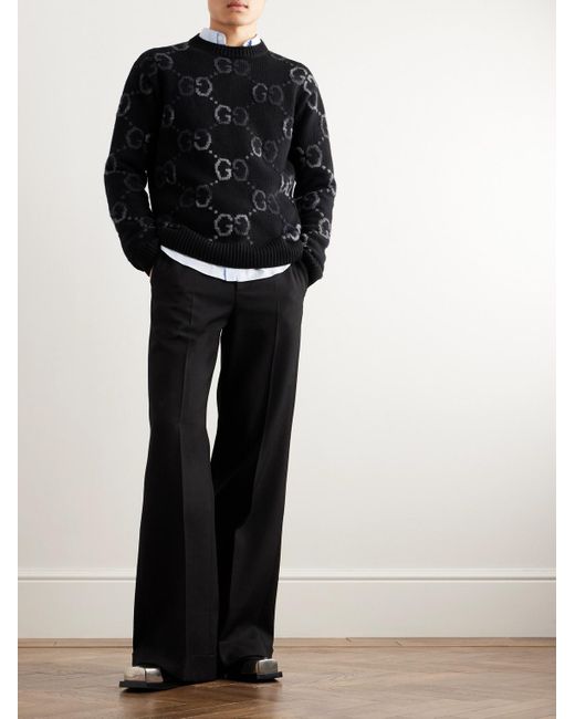 Gucci Pullover aus Jacquard-Strick aus einer Wollmischung mit Logomuster in Black für Herren
