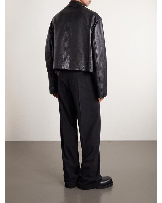 Rick Owens Black Temple Heizer Mac Textured-Leather Jacket for men