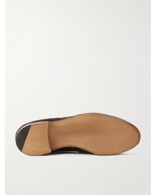 Drake's Brown Charles Suede Penny Loafers for men