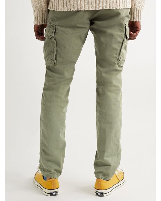 Slowear Green Slim-Fit Cotton And Linen-Blend Cargo Trousers for men
