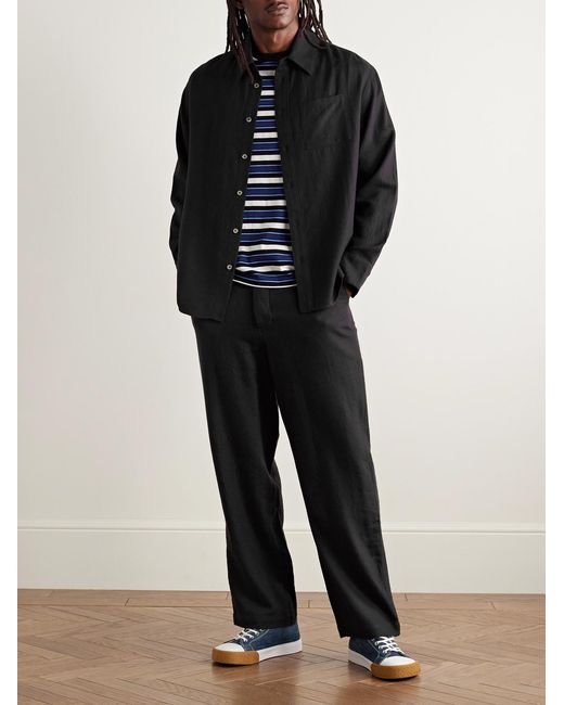 The Elder Statesman Black Wool And Cashmere-Blend Twill Shirt for men