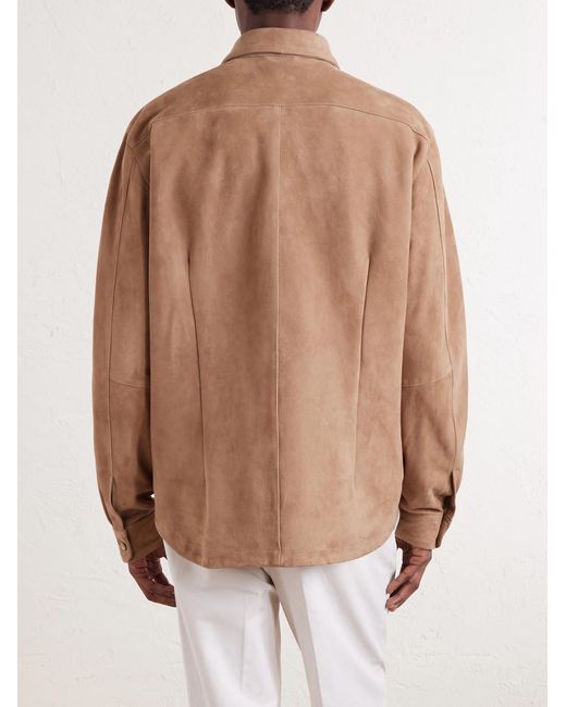 Boglioli Brown Suede Overshirt for men