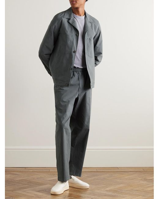 Officine Generale Gray Walter Slim-fit Straight-leg Cotton-blend Poplin Drawstring Trousers for men