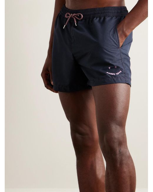 Paul Smith Blue Happy Slim-fit Short-length Logo-embroidered Recycled Swim Shorts for men