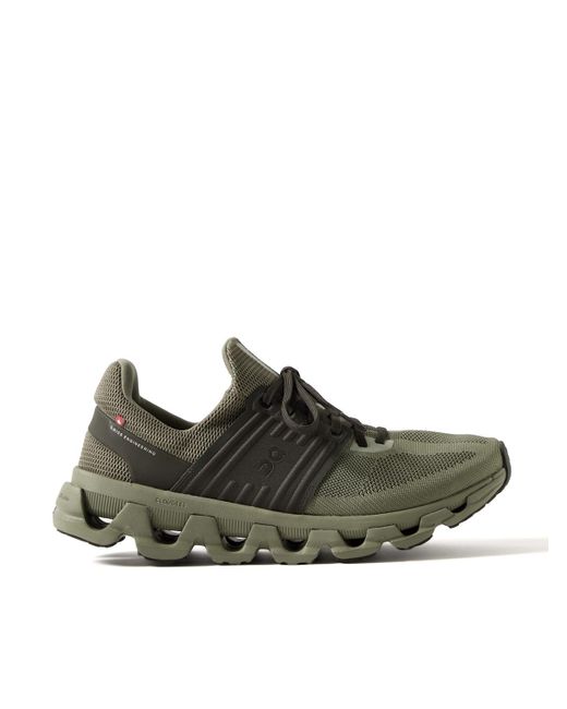 On Shoes Green Cloudswift 3 Ad Canvas And Rubber-Trimmed Stretch-Knit Running Sneakers for men