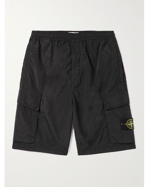 Shorts cargo a gamba dritta in Nylon Metal con logo applicato di Stone Island in Black da Uomo
