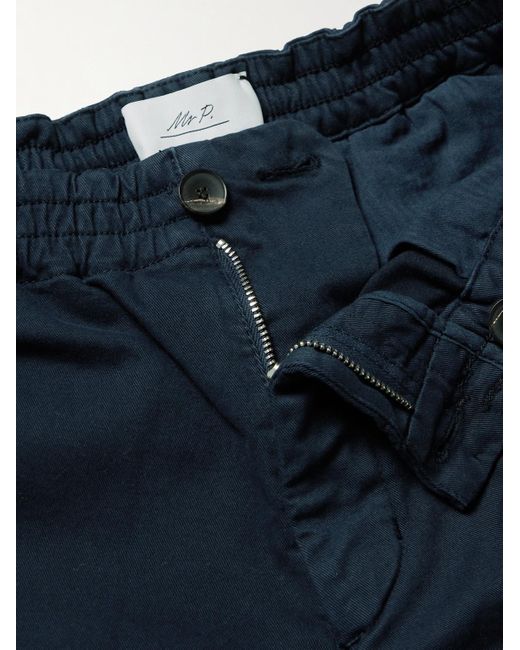 Mr P. Blue Straight-leg Garment-dyed Organic Cotton-blend Twill Shorts for men