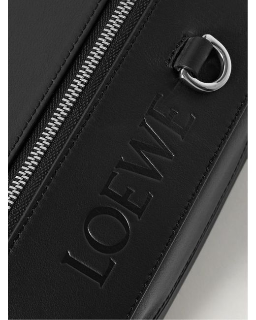 Loewe Black Logo-debossed Leather Belt Bag for men