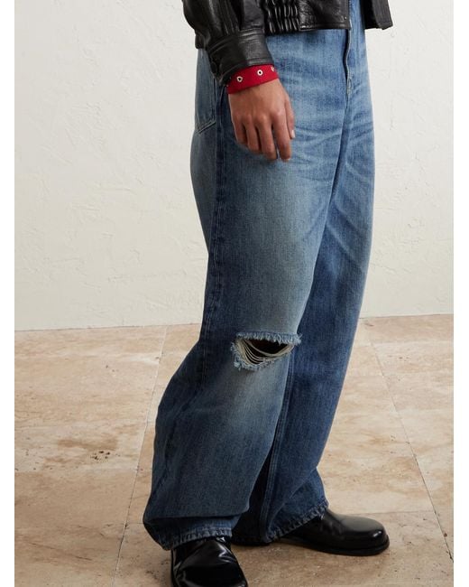 Jeans A Gamba Larga Effetto Consumato di Our Legacy in Blue da Uomo