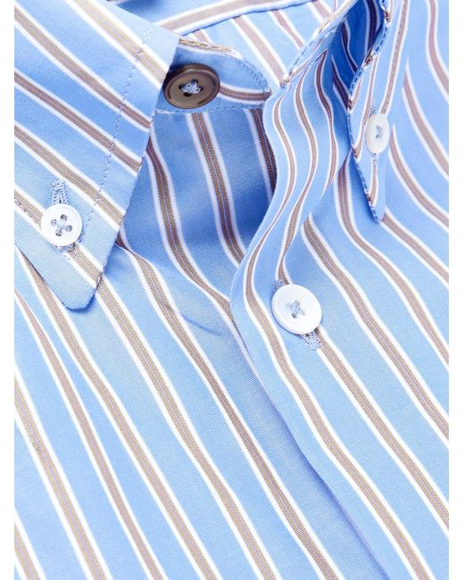 Paul Smith Blue Striped Cotton-Poplin Shirt for men