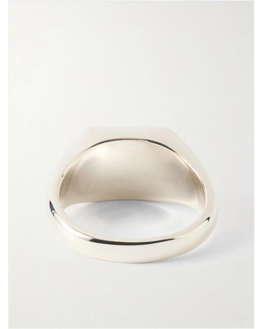 Mikia Green Rectangle Sterling Malachite Ring for men