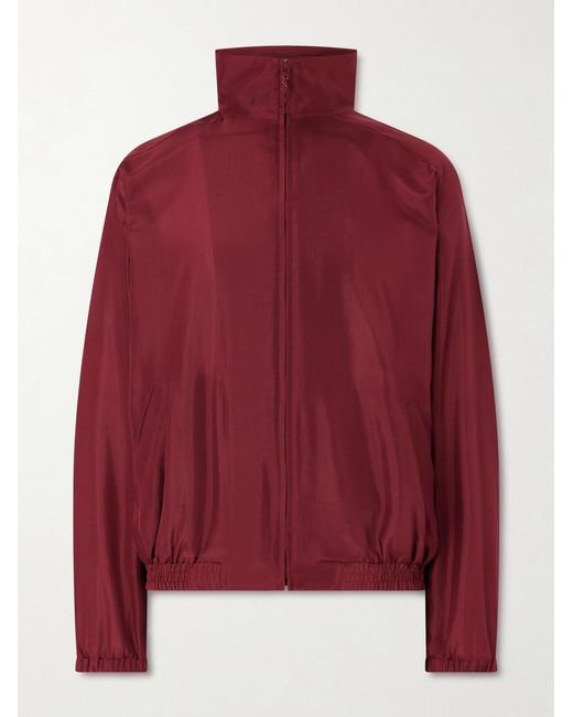 Saint Laurent Red Silk-Habotai Blouson Jacket for men