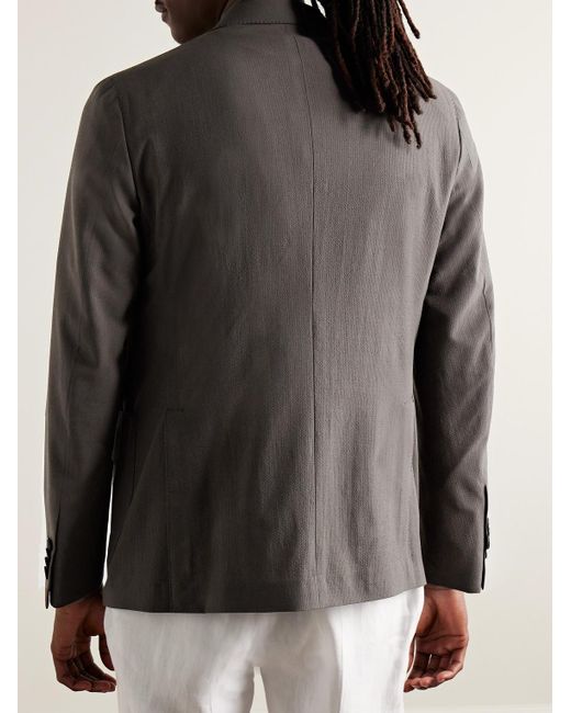 Caruso Gray Aida Super 150s Wool And Silk-blend Seersucker Suit Jacket for men