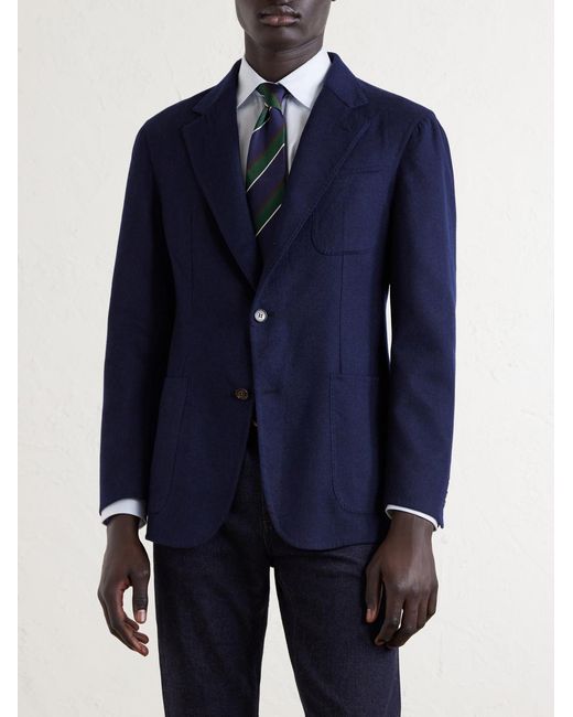 Dunhill Blue Mohair And Silk-Blend Blazer for men