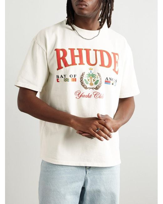 RHUDE Bay of Angels ロゴ プリント コットン Tシャツ 人気 BAY OF ANGELS YACHT TEE – R H U D E
