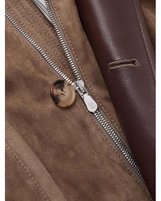 Brunello Cucinelli Brown Belted Suede Field Jacket for men