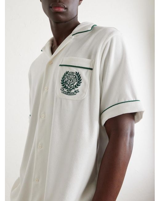 Polo Ralph Lauren White Wimbledon Logo-Embroidered Cotton-Blend Terry Shirt for men