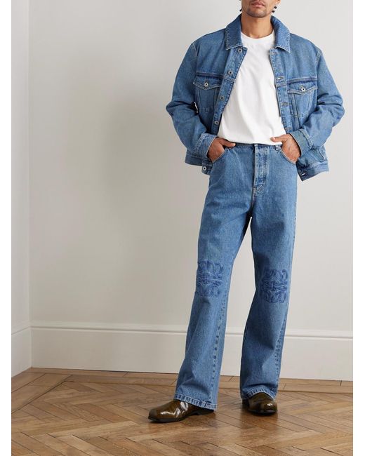 Loewe Blue Anagram Embroidered Denim Jacket for men