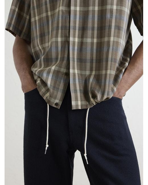 Auralee Brown Checked Wool Shirt for men