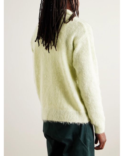Auralee Yellow Brushed Mohair And Wool-Blend Polo Sweater for men
