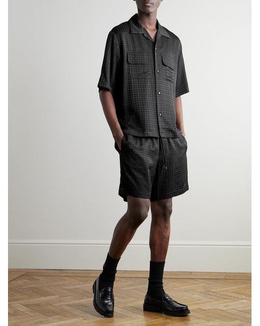 Amiri Black Straight-Leg Jacquard Drawstring Shorts for men