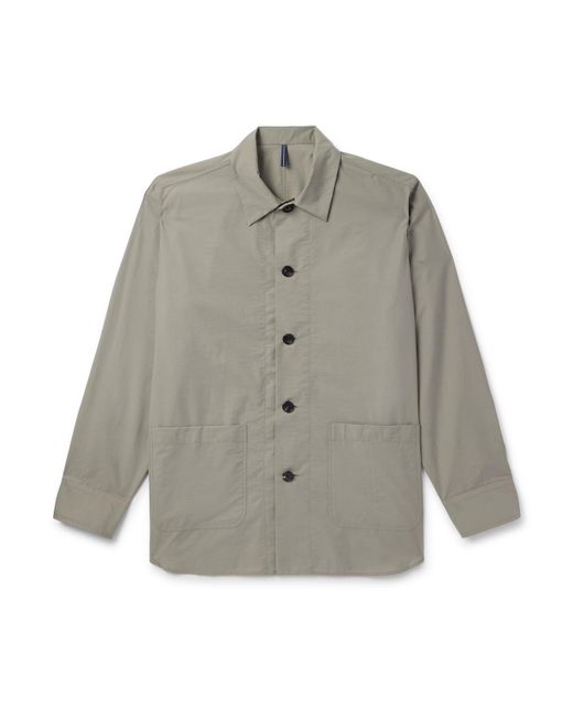 Incotex Gray Teknosartorial Washed Cotton-Blend Poplin Overshirt for men