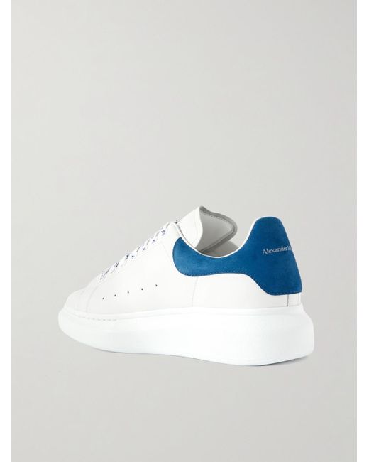 McQueen Blue Exaggerated-Sole Leather Sneakers for men