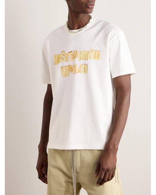 T-shirt in jersey di cotone con logo di MASTERMIND WORLD in White da Uomo