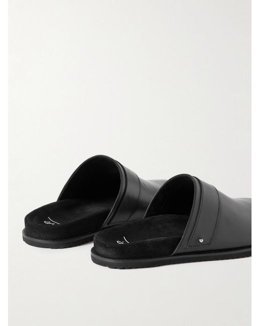 Mr P. Black Leather Slippers for men