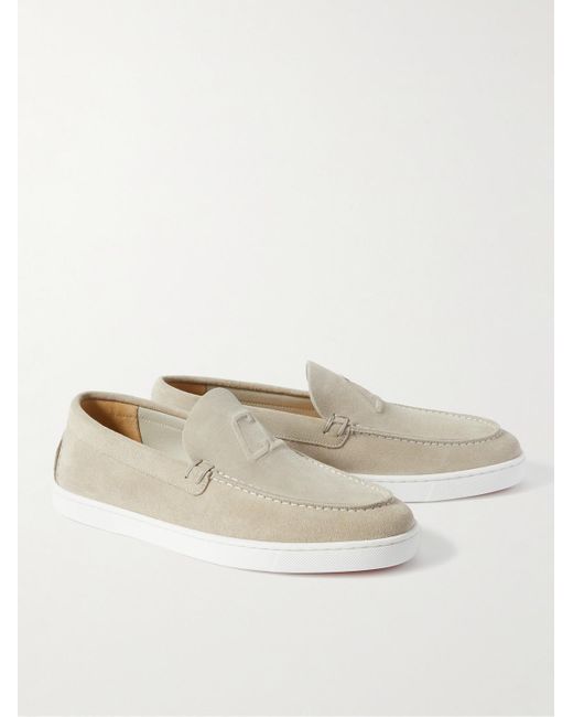 Christian Louboutin Natural Varsiboat Logo-Embossed Suede Loafers for men