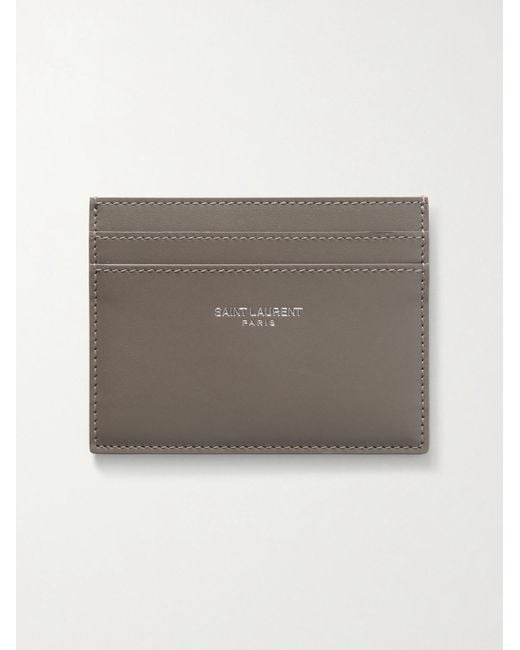 Saint Laurent Gray Logo-print Leather Cardholder for men