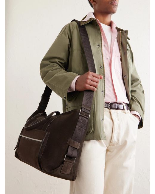 Metier Brown Racer Suede Tote Bag for men
