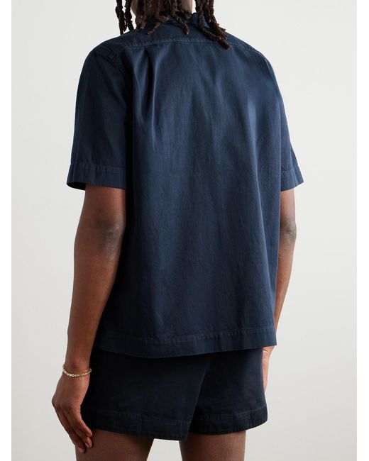 Dries Van Noten Blue Camp-Collar Cotton-Twill Shirt for men